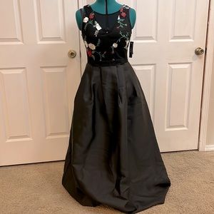 Embroidered floral prom dress